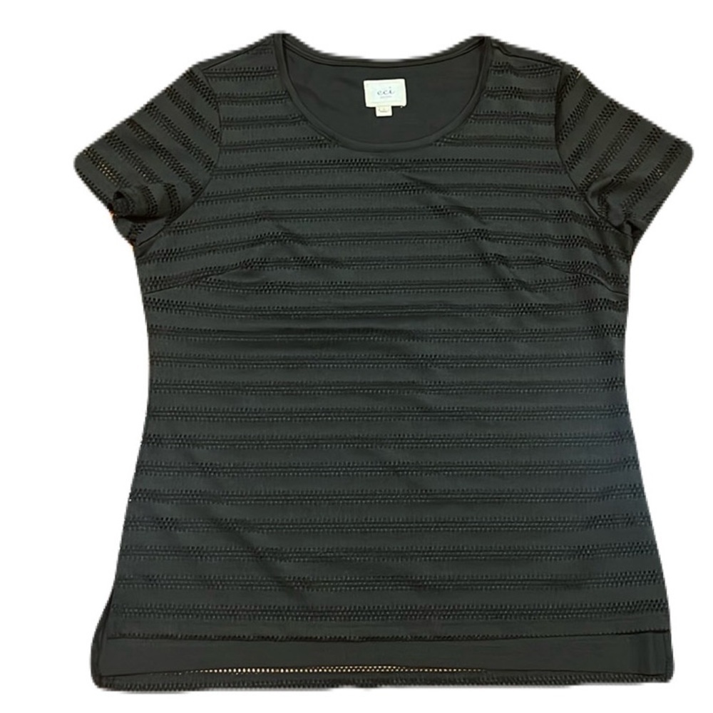 eci New York Black Short Sleeves sheet Top Size L